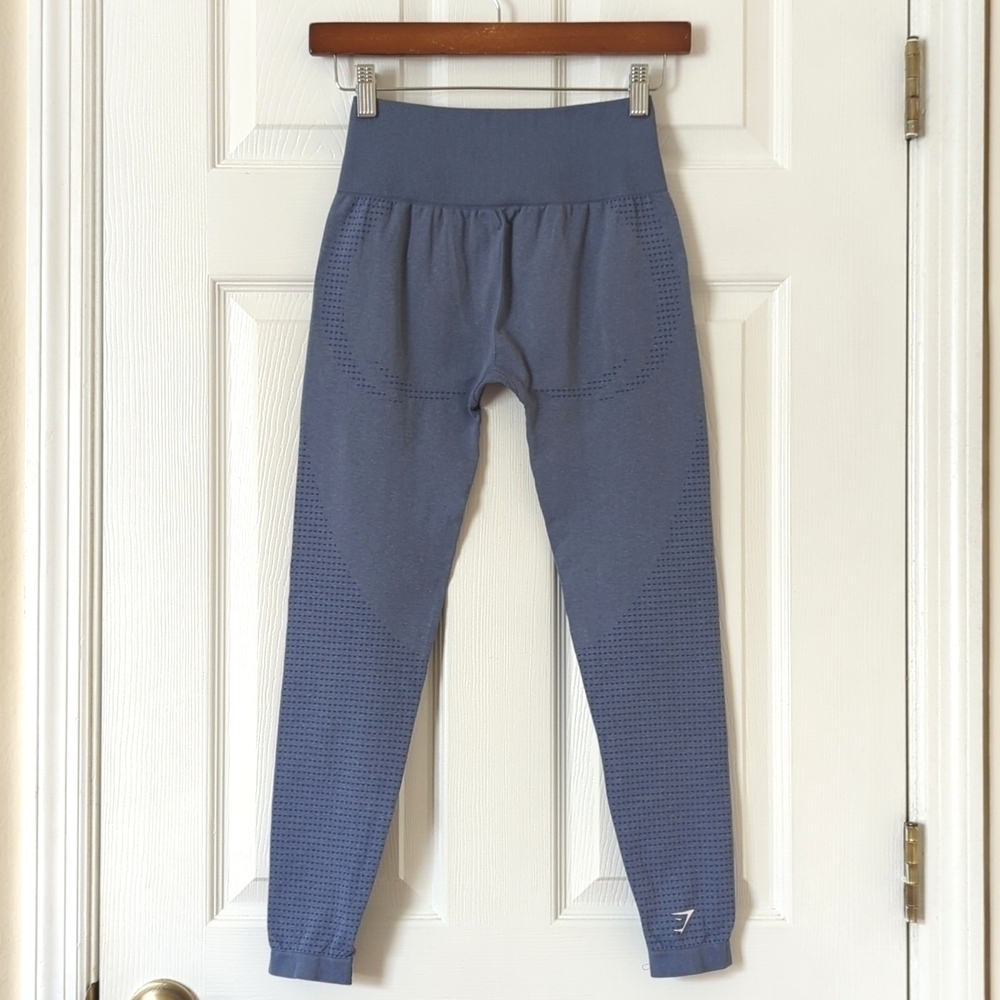 Gymshark Vital Seamless 2.0 High Waisted Workout Leggings Evening Blue Marl XS - Picture 7 of 11